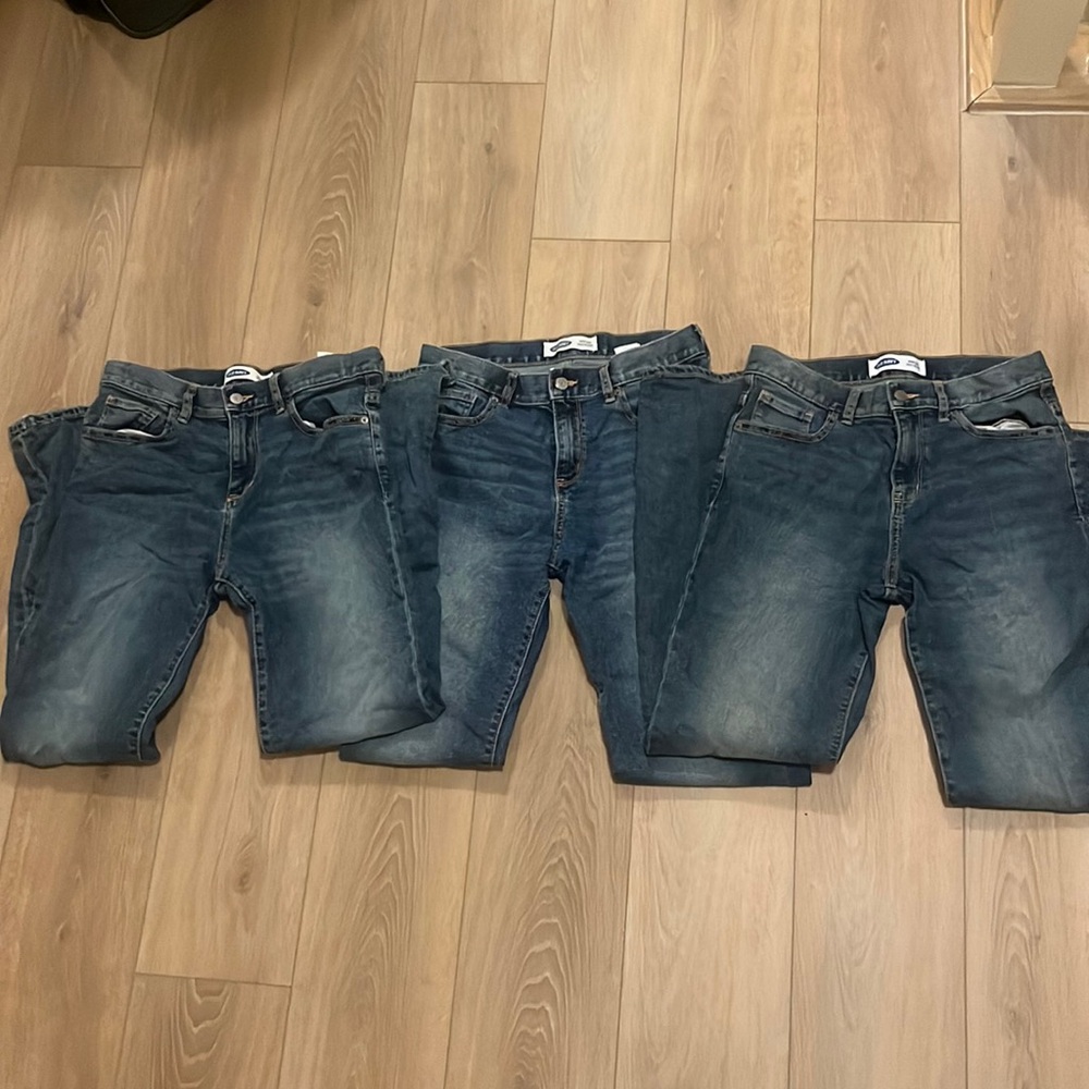 Old Navy jeans, 3 pair of the same style, boot cut built in flex, youth boys, 16